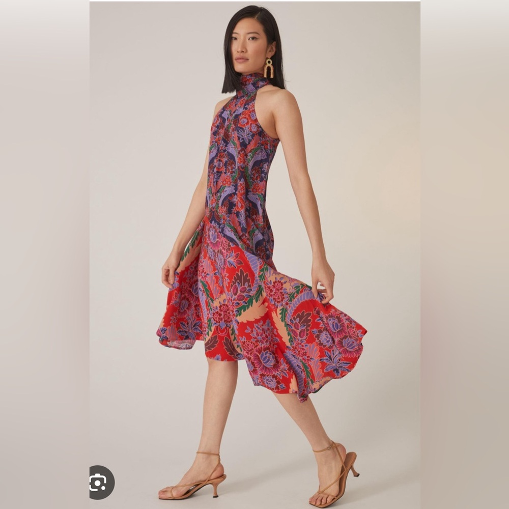 Silk multi color midi dress